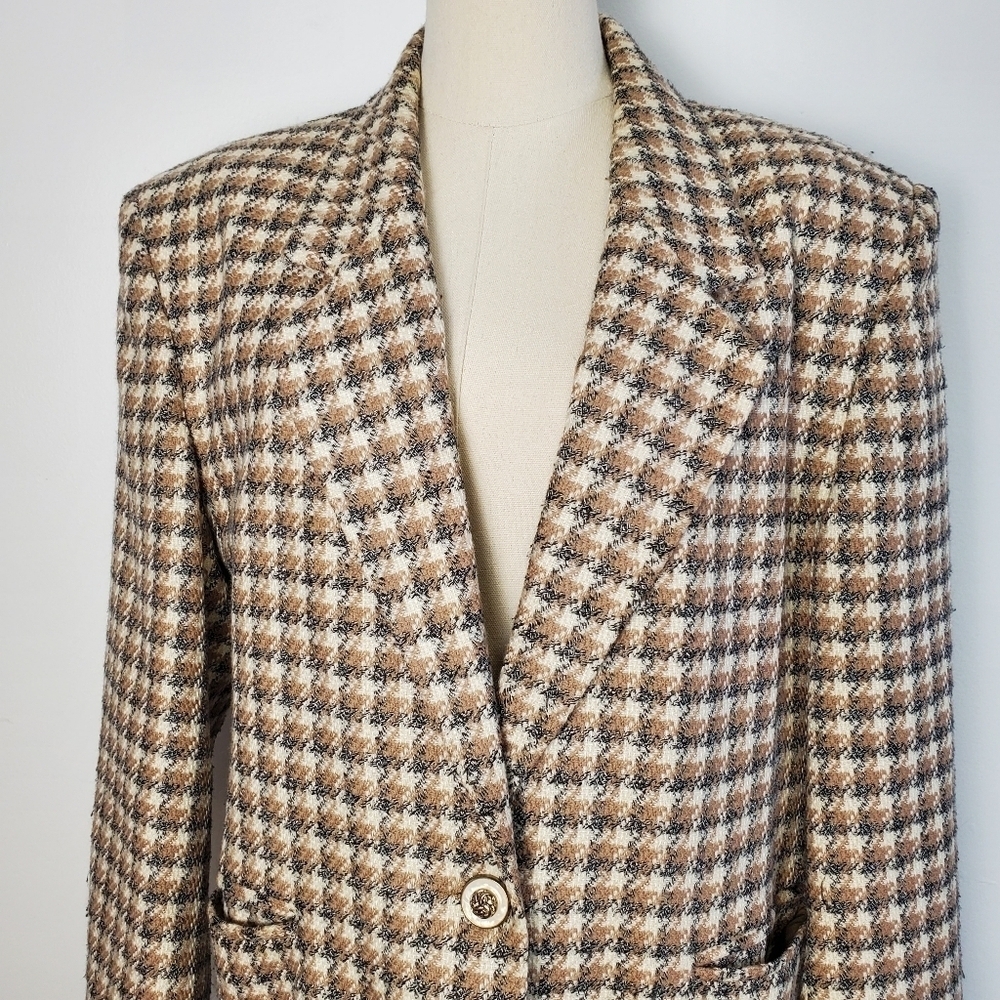 Vintage London Fog Collectables Houndstooth Single Breast Blazer Jacket - Picture 3 of 7